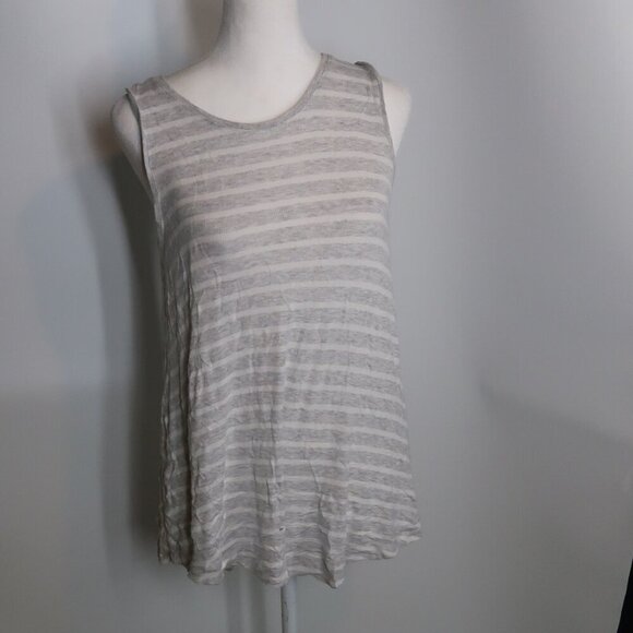 Merona Women's Gray White Striped Tank Size XS - Picture 1 of 6